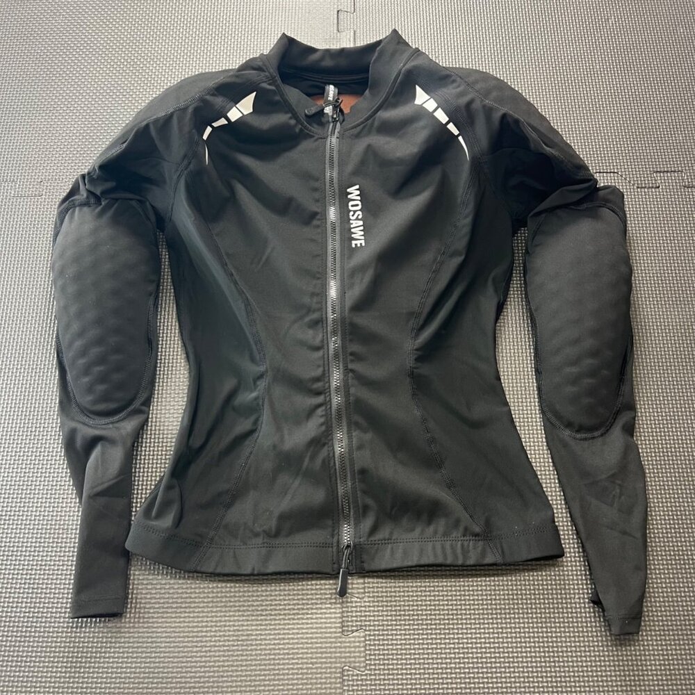Wosawe Black Padded Cycling Jacket With Reflective Details Full Zip Mens L/XL St